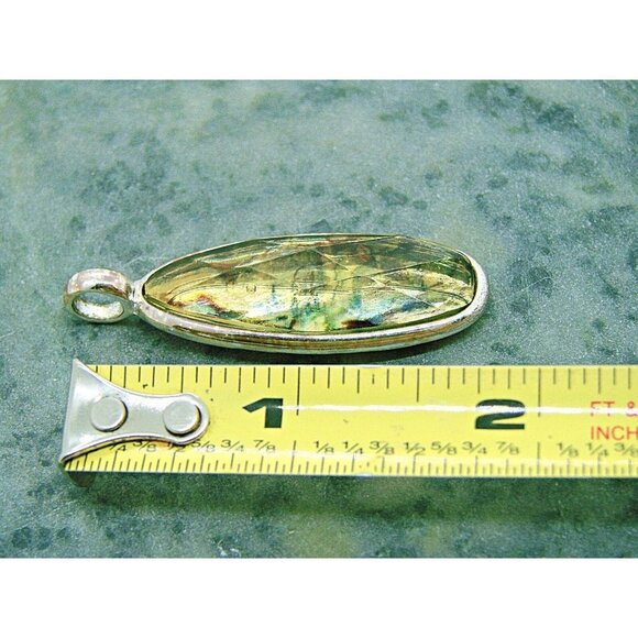 Vintage Prism Design Oval Stone Fashion Pendant Silver Tone 1980 Signed RMN - Picture 6 of 9